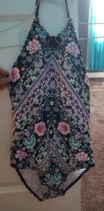 One piece floral print high neck